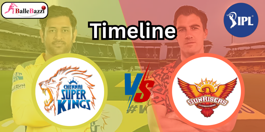 Chennai Super Kings vs Sunrisers Hyderabad Timeline