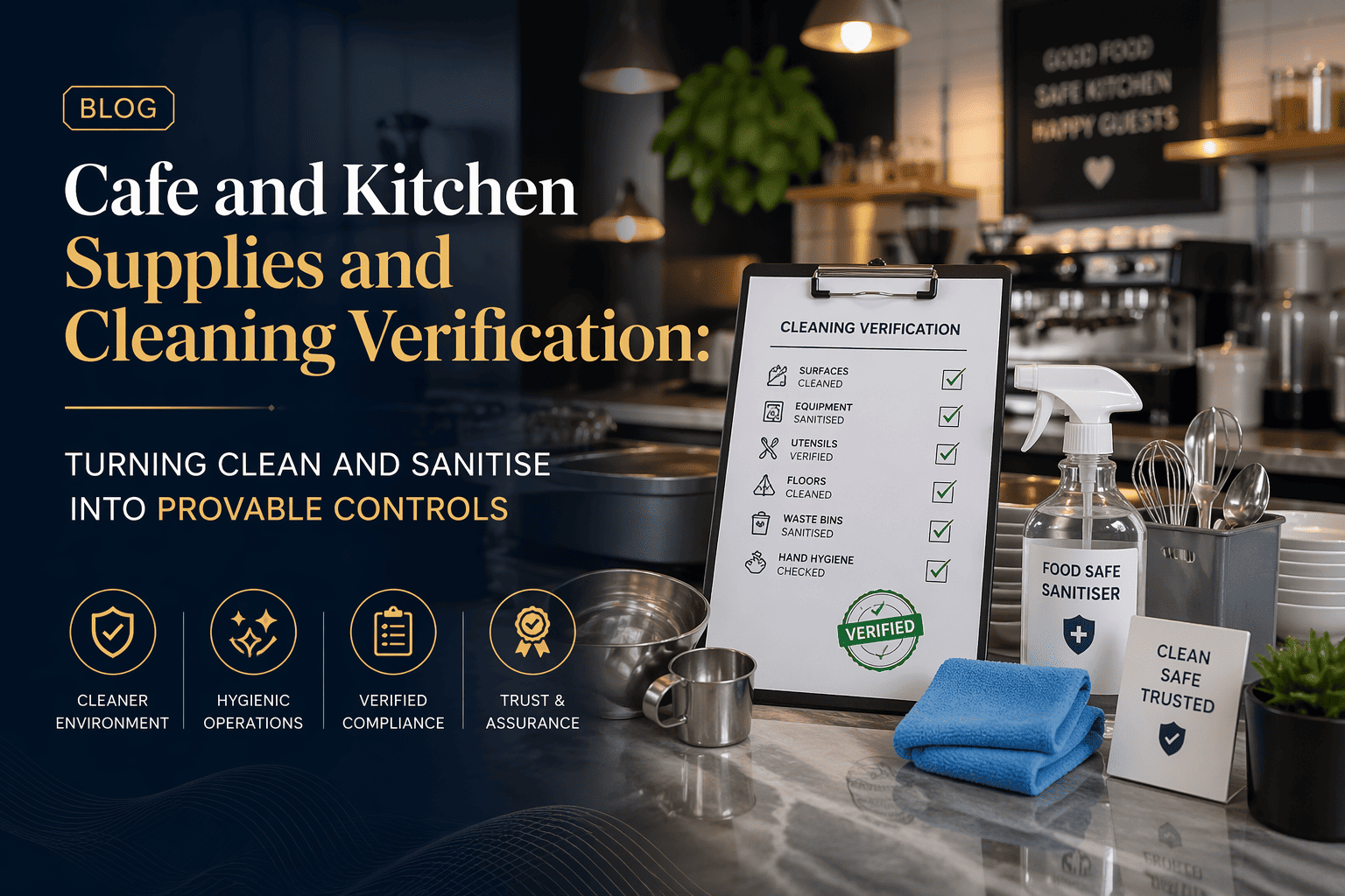 Cafe and Kitchen Supplies and Cleaning Verification