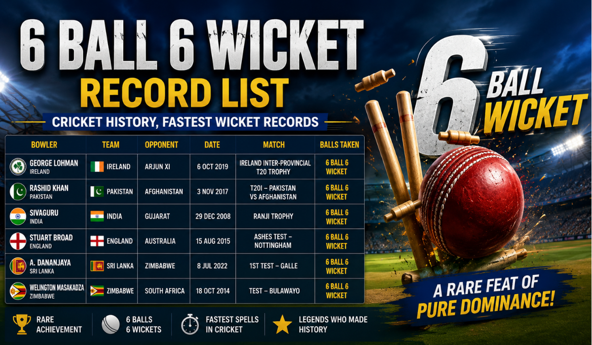 6 Ball 6 Wicket Record List