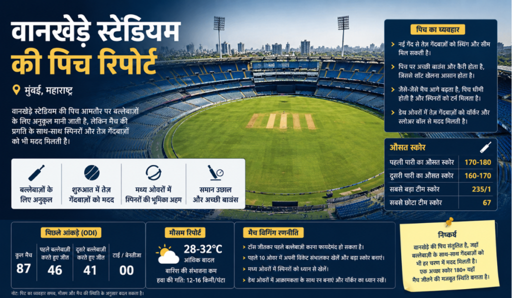 वानखेड़े स्टेडियम की पिच रिपोर्ट