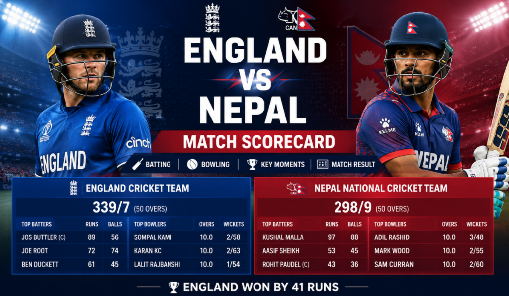 England Cricket Team vs Nepal National Cricket Team Match Scorecard