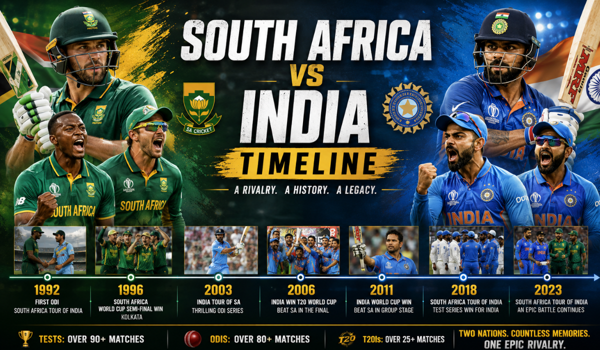 South Africa National Cricket Team vs India National Cricket Team Timeline