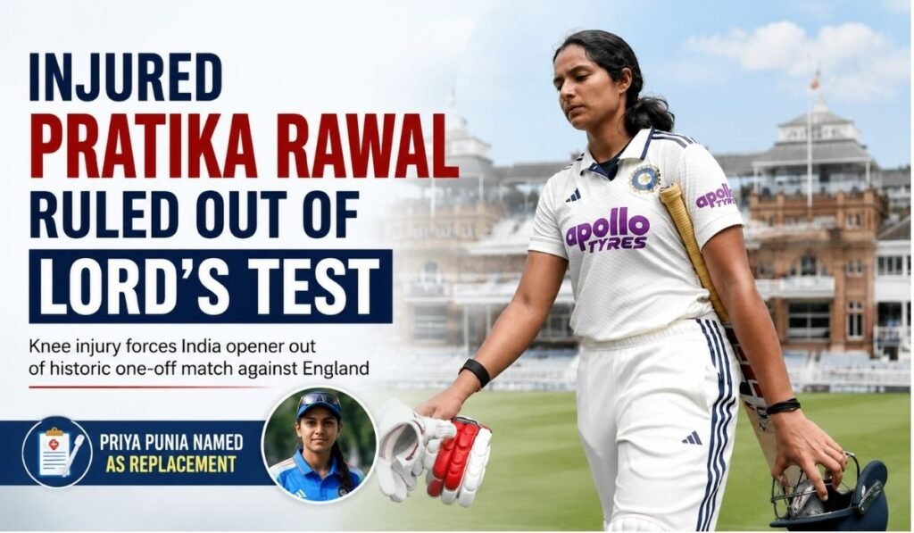 Injured Pratika Rawal ruled out of Lord's Test