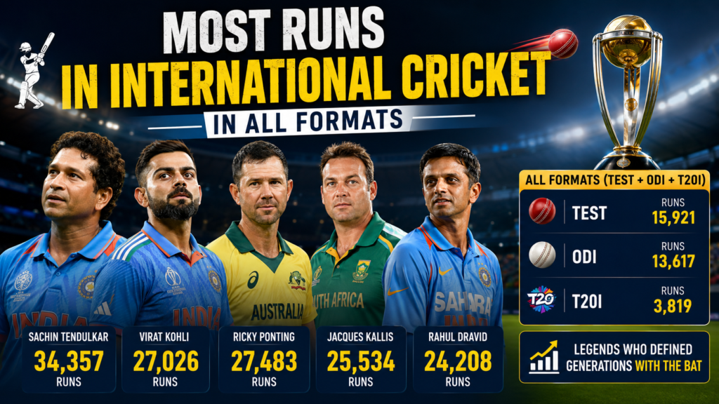 Most Runs in International Cricket in All Formats